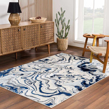 Load image into Gallery viewer, Glendon Cream Blue Marble Rug