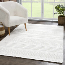 Load image into Gallery viewer, Cira Ivory Textured Area Rug with Fringes