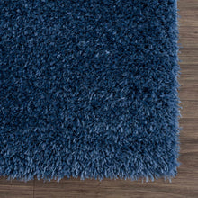 Load image into Gallery viewer, Faina Solid Dark Blue Shag Rug Washable