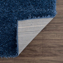Load image into Gallery viewer, Faina Solid Dark Blue Shag Rug Washable
