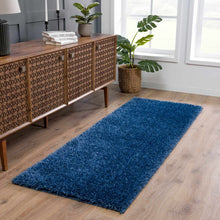 Load image into Gallery viewer, Faina Solid Dark Blue Shag Rug Washable