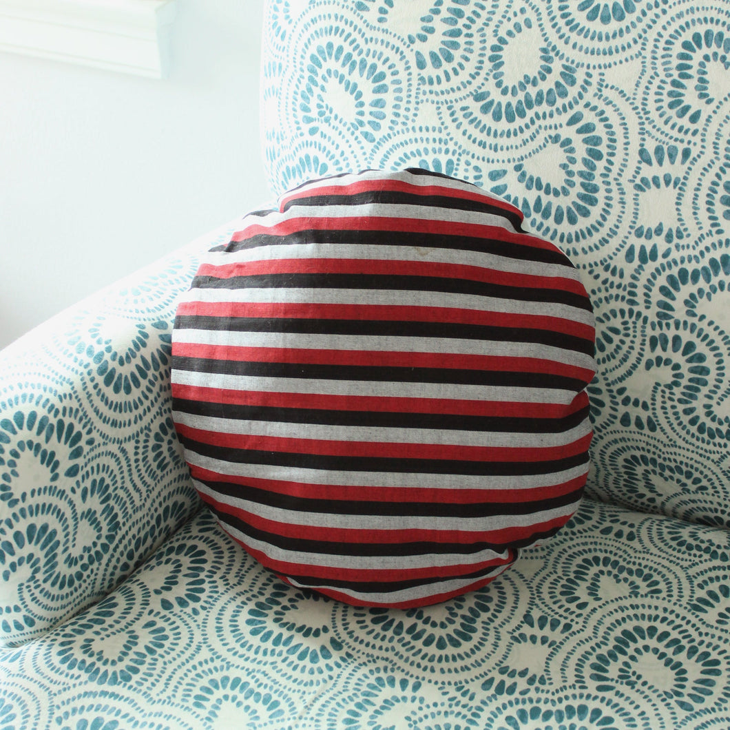 Lurik Round Striped Decorative Round Pillow Cover 16