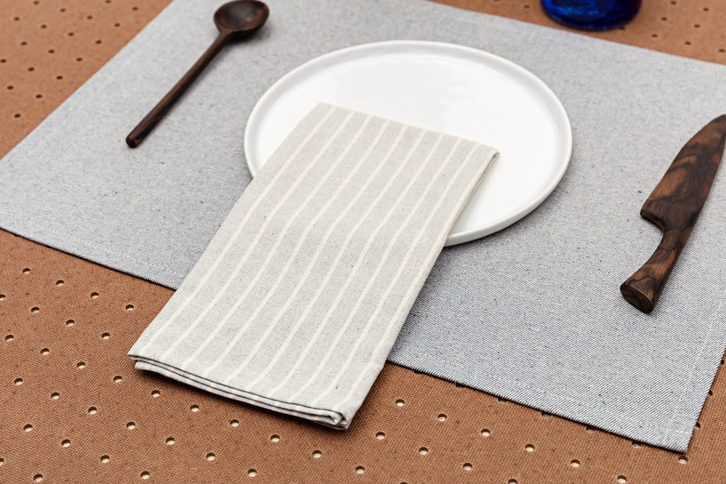 Cloth Napkins - Grey Striped and Natural Striped