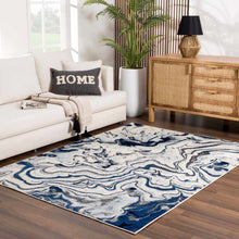 Load image into Gallery viewer, Glendon Cream Blue Marble Rug
