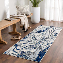 Load image into Gallery viewer, Glendon Cream Blue Marble Rug
