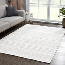 Load image into Gallery viewer, Cira Ivory Textured Area Rug with Fringes
